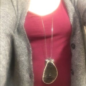 Express | Boho Black Agate Crystal charm necklace